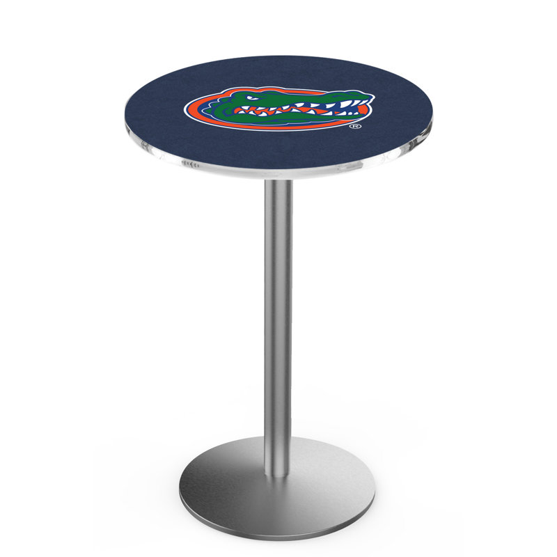 Round Metal Base Dining Table, Stainless Steel, University of Florida
