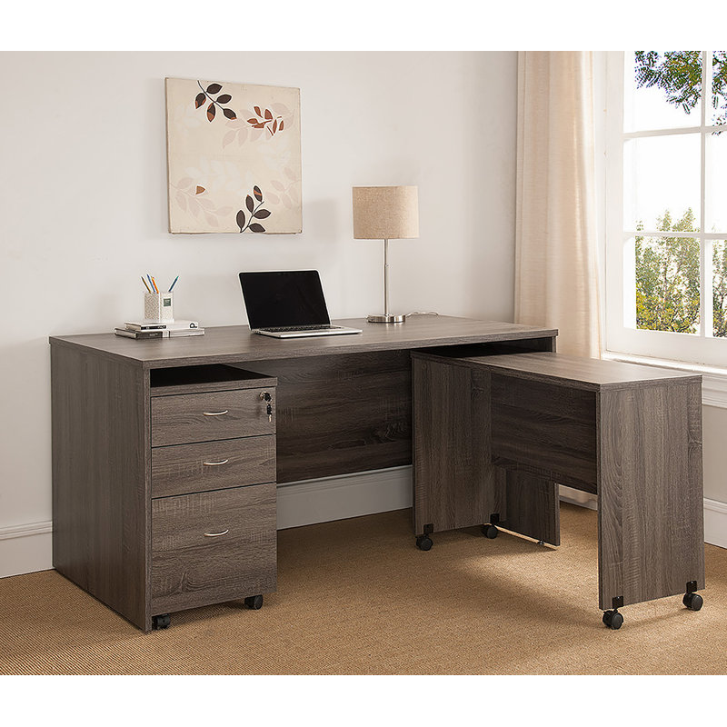 Bureau d'ordinateur en bois, bureau personnel, Gris