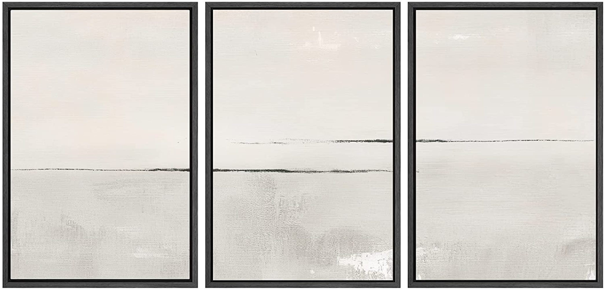 Abstract Duotone Pastel Minimalist Landscape Wall Art Framed On Canvas - Set  of 3 at