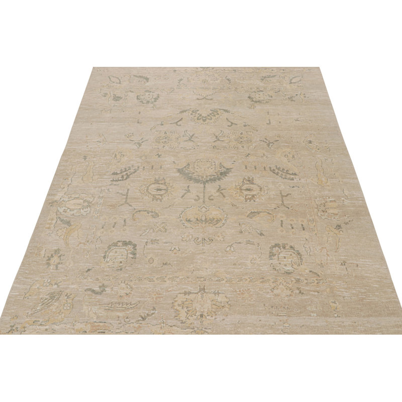 Oushak Hand Knotted Silk Floral Area Rug, Rectangle 15' x 24'
