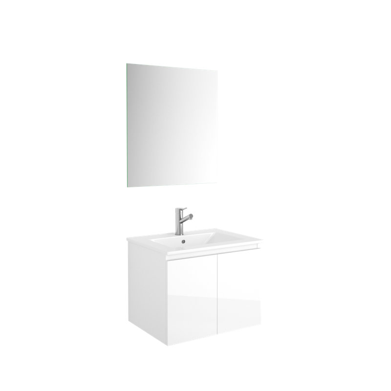 Base de meuble-lavabo simple 24 po Malibu, Blanc lustré