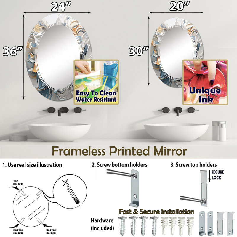 Miroir mural Wilm, 30 po x 20 po