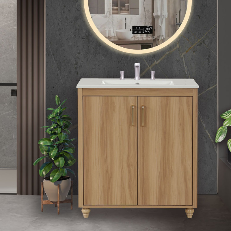 Meuble-lavabo simple 30 po avec plateau en céramique Savieon