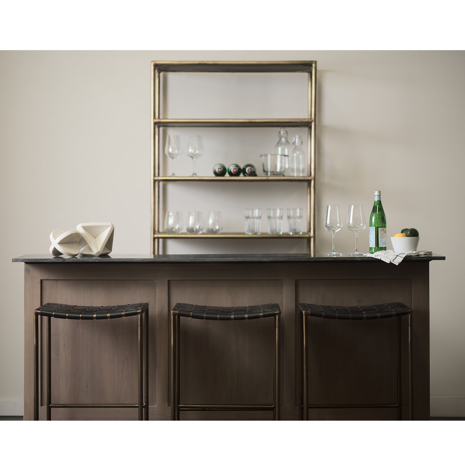 Willette Bar & Counter Stool, Counter Stool (26” Seat Height), Nickel, Black