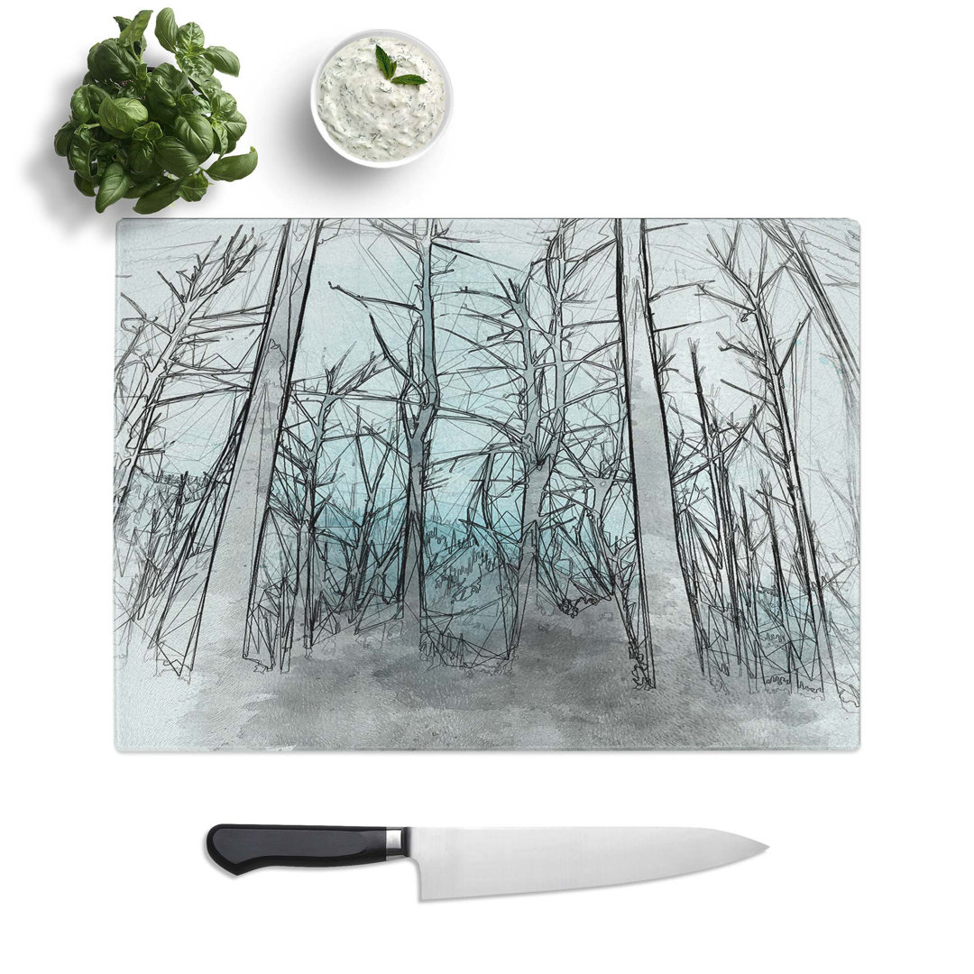 Glass Misty Forest Abstract Art Chopping Board