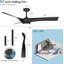 Ceiling Fans With Lights, 52 Inch 6 Speeds Ceiling Fan With 2 Downrods Remote Control Led Dimmable Dc Reversible Modern Noiseless Ceiling Fan For Indoor/Outdoor Use