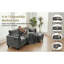 Canapé moderne en chenille gris moderne, canapé compact à 2 places avec deux ports de chargement USB et poches latérales, petit canapé pour chambre, bureau, appartement.-131141842