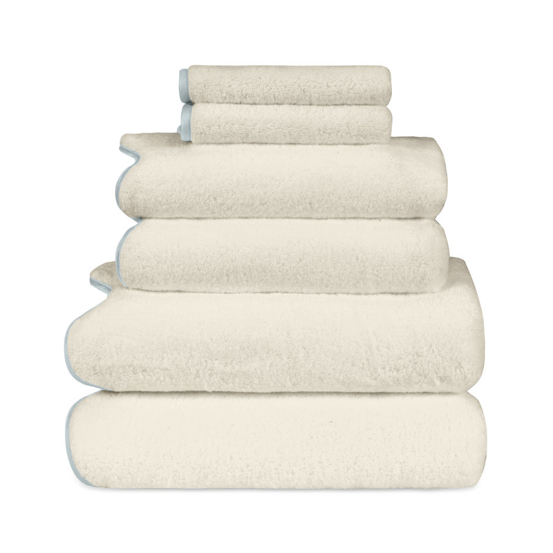 Antalya 6-pc Multi-sized Bath Towel Set, Ivory/Sion Blue
