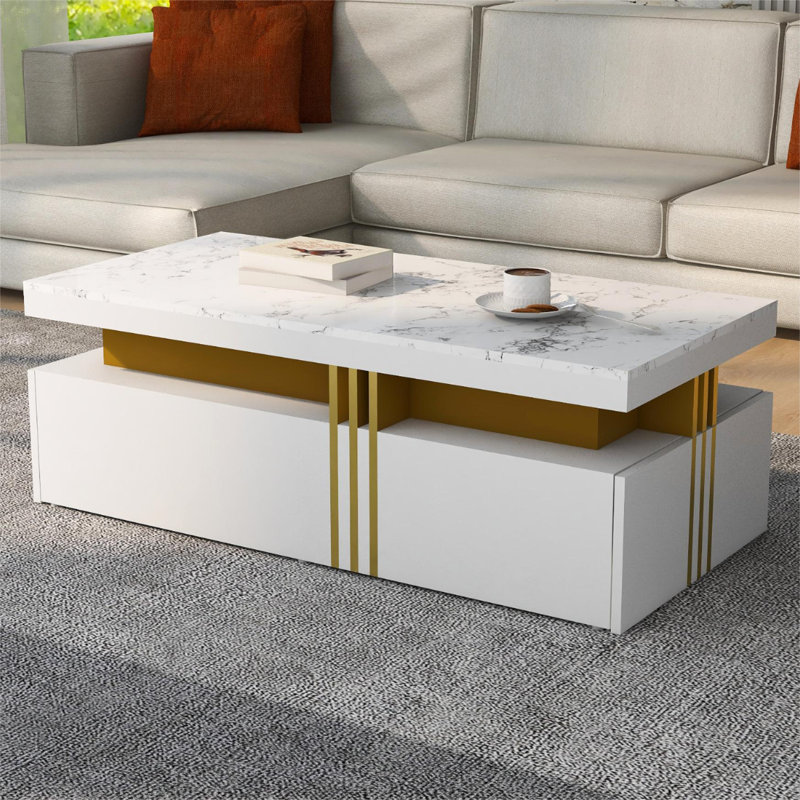Arihant Pedestal Coffee Table with Storage, White