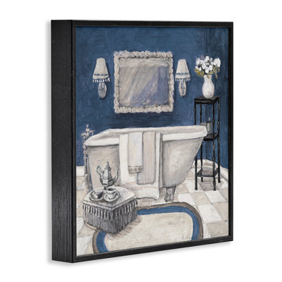 Peaceful Blue Bath Framed Giclee, design by Charlene Olson