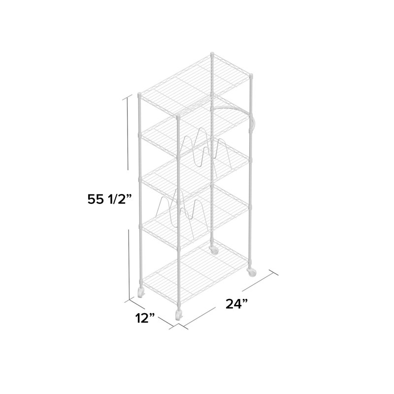 Chrome 24'' Adjustable Steel Pantry Rack with Wheels