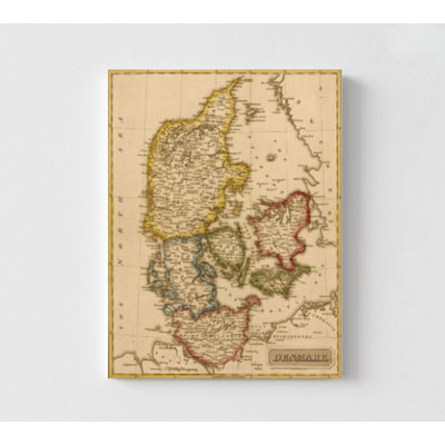 Danemark 1817 par cartes anciennes, impression de carte européenne, Danemark rétro, impression de carte, art mural du vieux Continent, histoire de l'Europe, art mural