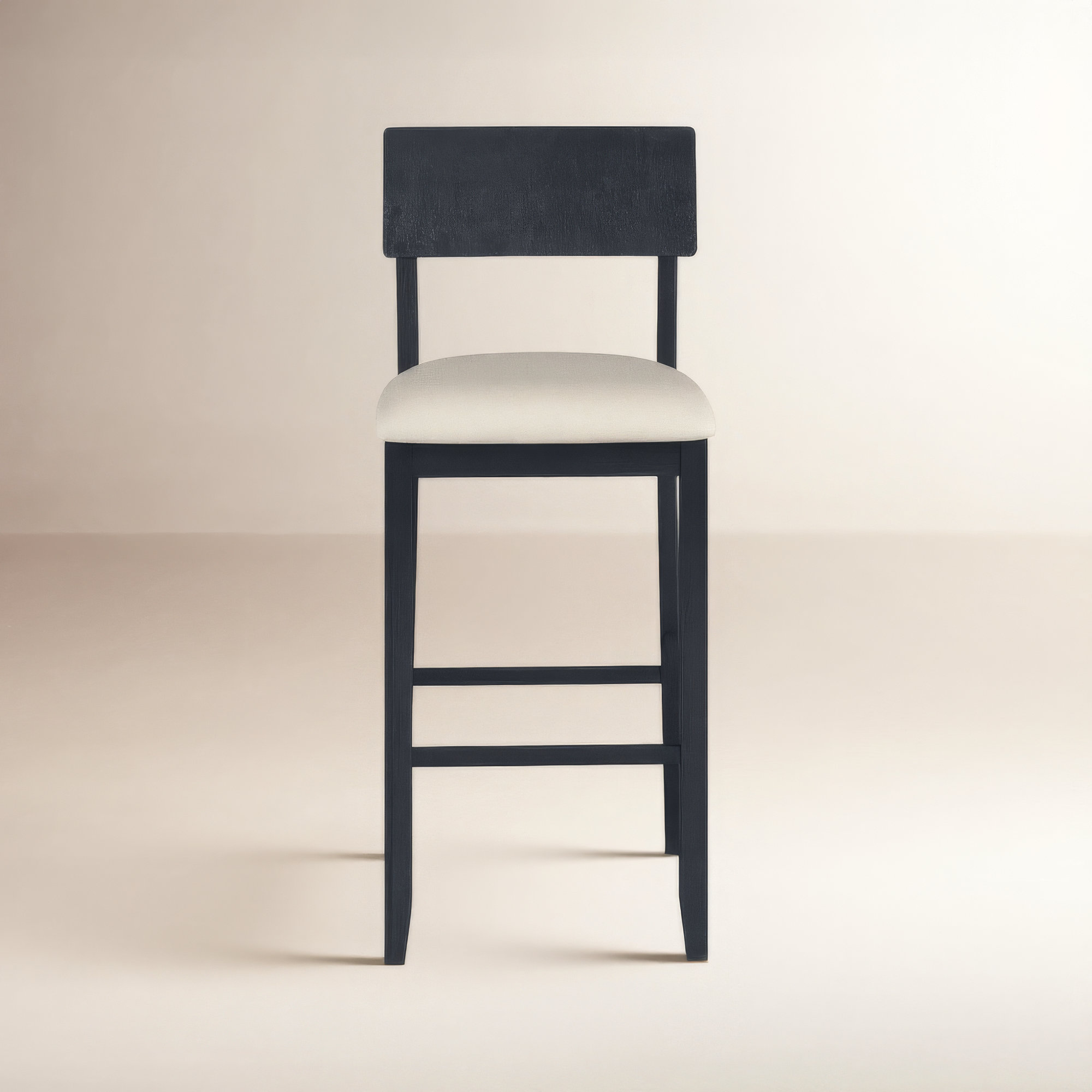 Paxton Upholstered Counter/Bar Stool, Beige Seat/Dark Charcoal Frame, Counter Stool (24" Seat Height)