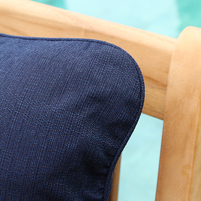 Brunswick 75.5'' Wide Teak Patio Sofa with Cushions, Navy Performance Olefin, Natural