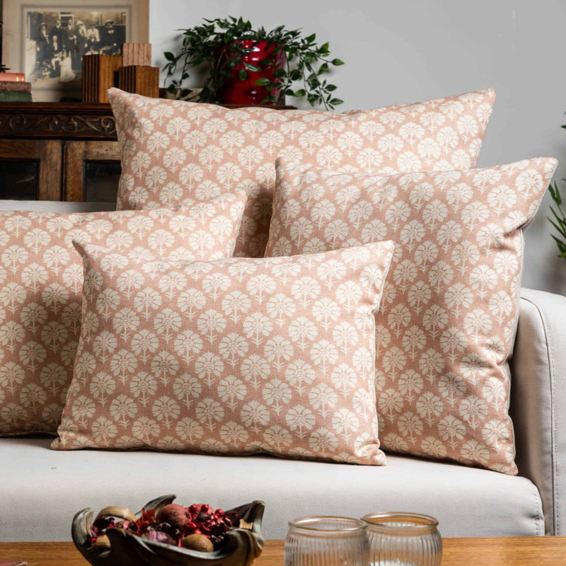 Wildflower Cushion in Soft Pink, 43x43cm, Synthetic filled