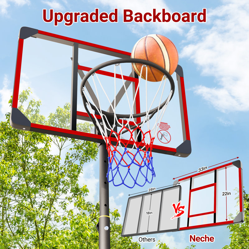 Kids Basketball Hoop Outdoor 4.82-8.53ft Adjustable, Red