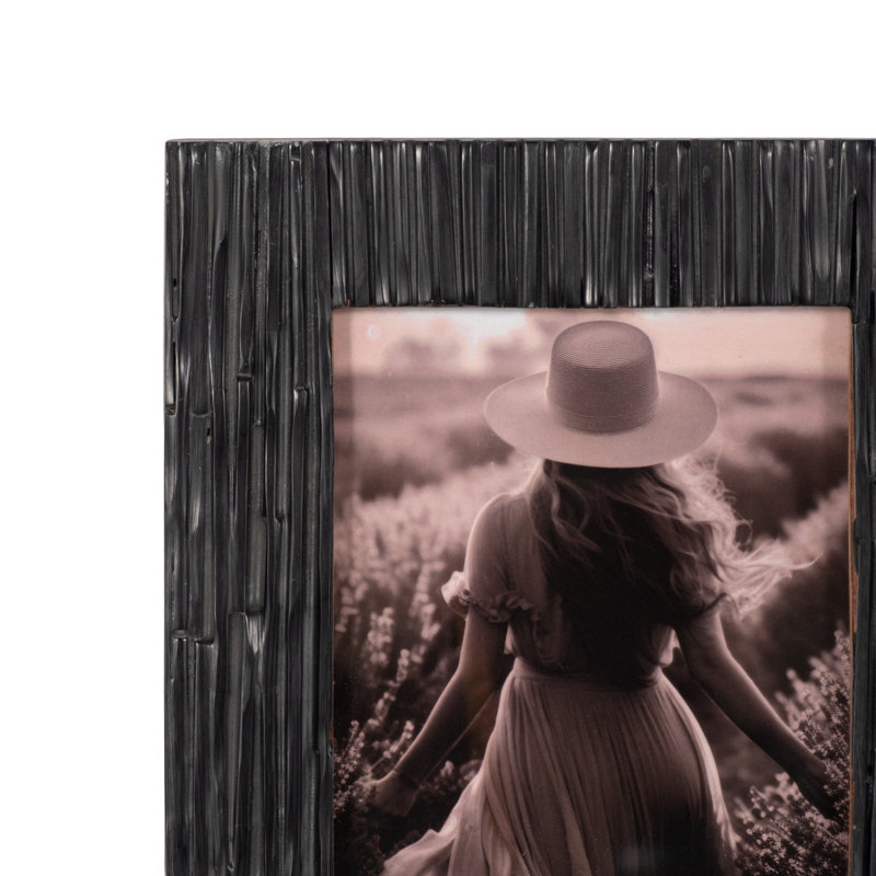 Contemporary Picture Frame - Wood Resin Construction with Textured Linear Design, Durable Single Display Frame for Modern Decor, Crafted with Composite Materials for Lasting Quality