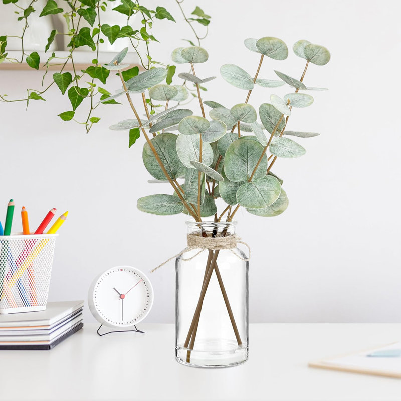 Artificial Eucalyptus Stems In Glass Vase