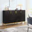 Buffet 59,74 "noir et doré avec portes géométriques, armoire de rangement de luxe-904435536