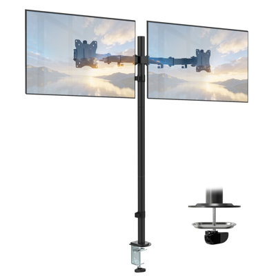 Support de moniteur double à mouvement complet avec poteau très haut pour moniteurs jusqu'à 32 po