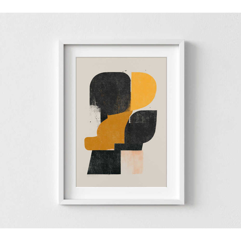 Reproduction d'aquarelle abstraite moderne (plusieurs tailles, options de cadre), H 12 po x l 16 po, Tan