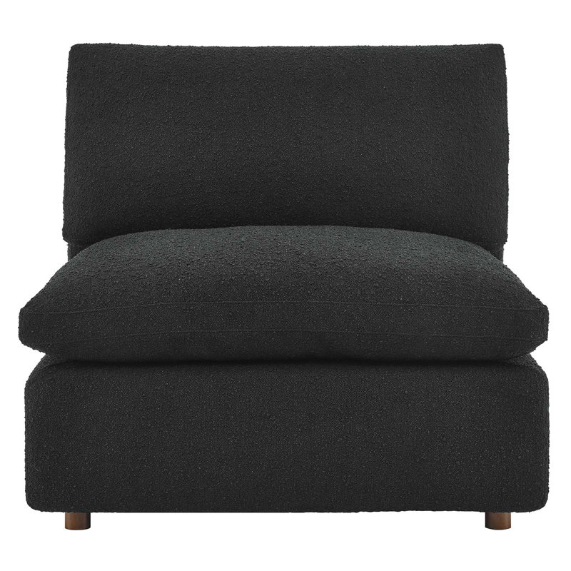 Modway Commix Down Filled Overstuffed Boucle Fabric Armless Chair, Black