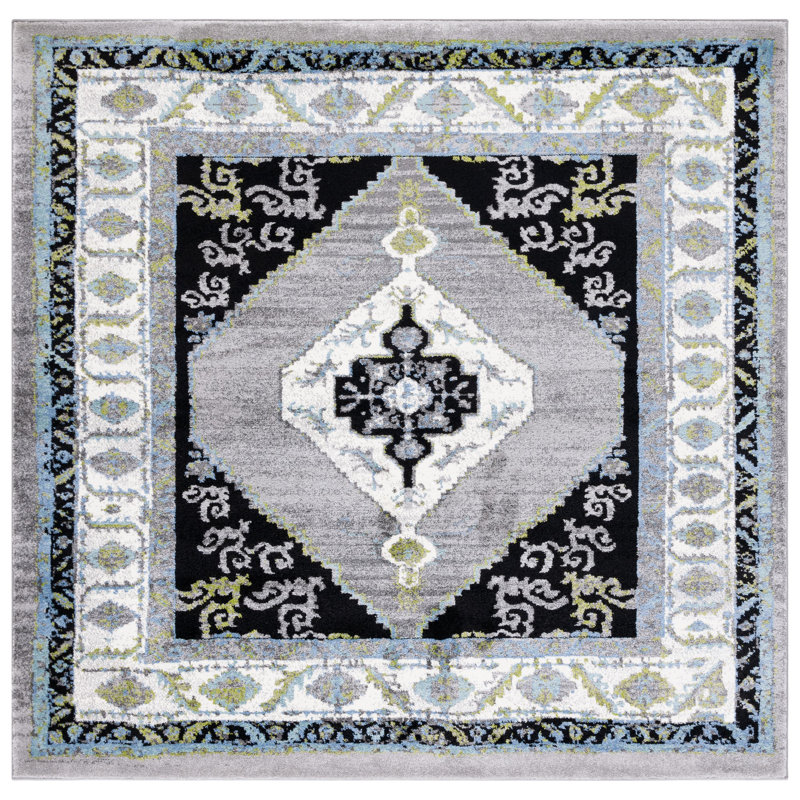 Tapis gris / vert Evanoff 260, Carré 6 pi 7 po