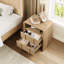 Ensemble de chambre à coucher 4 pièces à grain de bois moderne avec lit plateforme, commode à 5 tiroirs et table de chevet * 2, double, beige-132272589-132272590-132272593