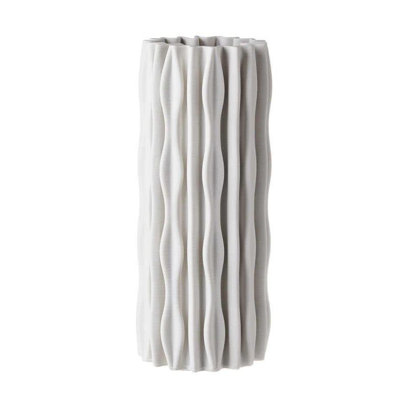 Vase en céramique, Blanc, H 16 po x l 6 po x P 6 po