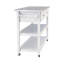 Chariot de cuisine blanc avec deux tiroirs et une table en acier inoxydable