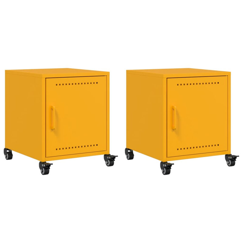 Preslei 36cm W Steel Bedside Table, Mustard Yellow, Set of 2