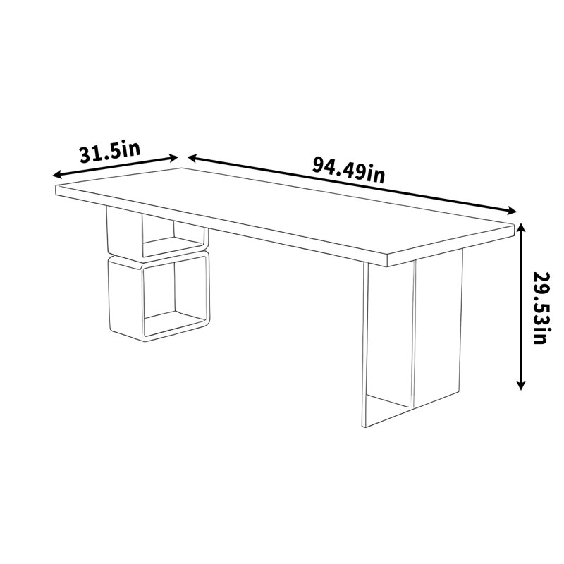 Bureau d'écriture, H 29,53 po x l 94,49 po x P 31,5 po