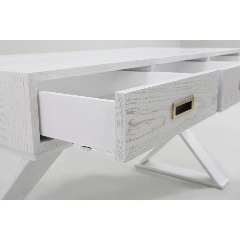 Bureau en bois massif Crowborough, Blanc classique