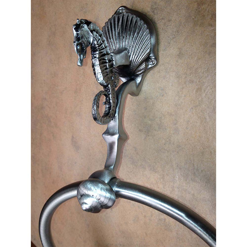 6" Sea Horse Towel Ring, Shiny