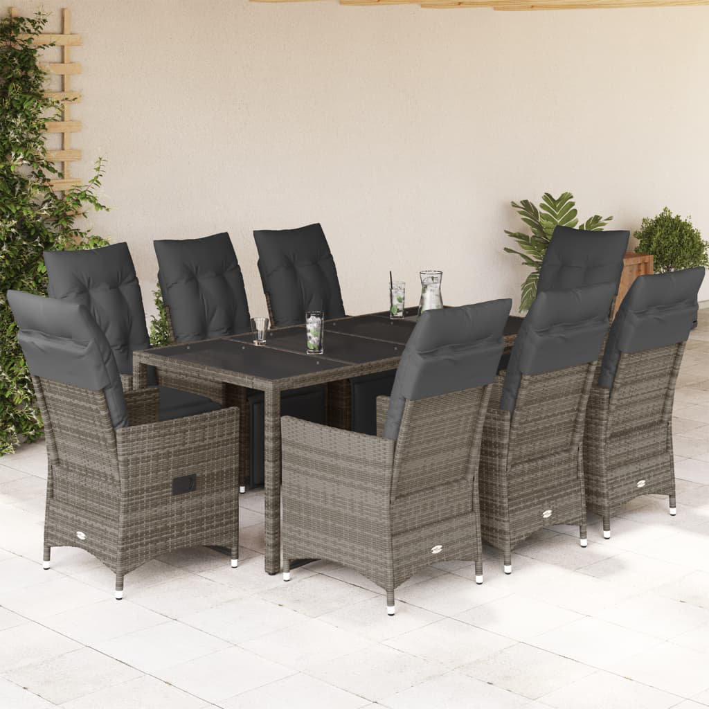 9-Tlg. Garten-Bistro-Set mit Kissen