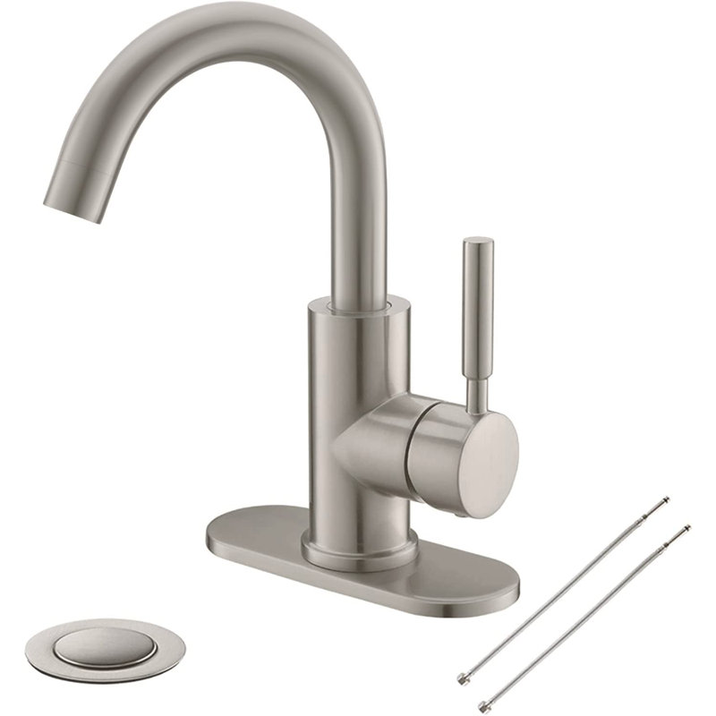 Single-Hole Single-handle Bathroom Faucet with Drain Assembly