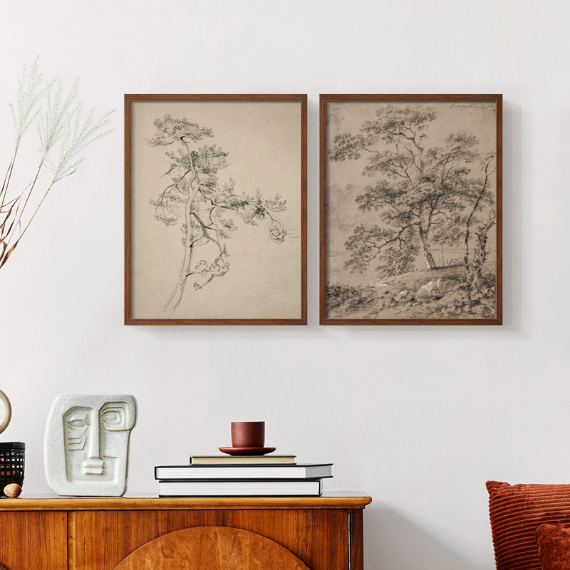Croquis rétro, impression giclée encadrée - ensemble de 2