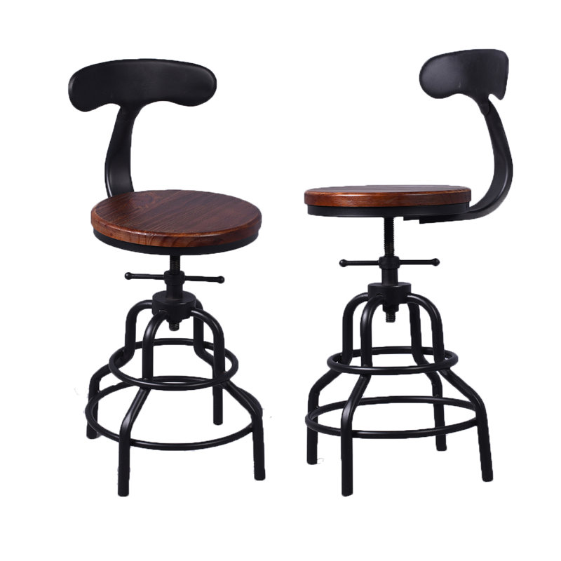 Frumie Swivel Adjustable Height Counter Stool, Walnut, 2 Pieces