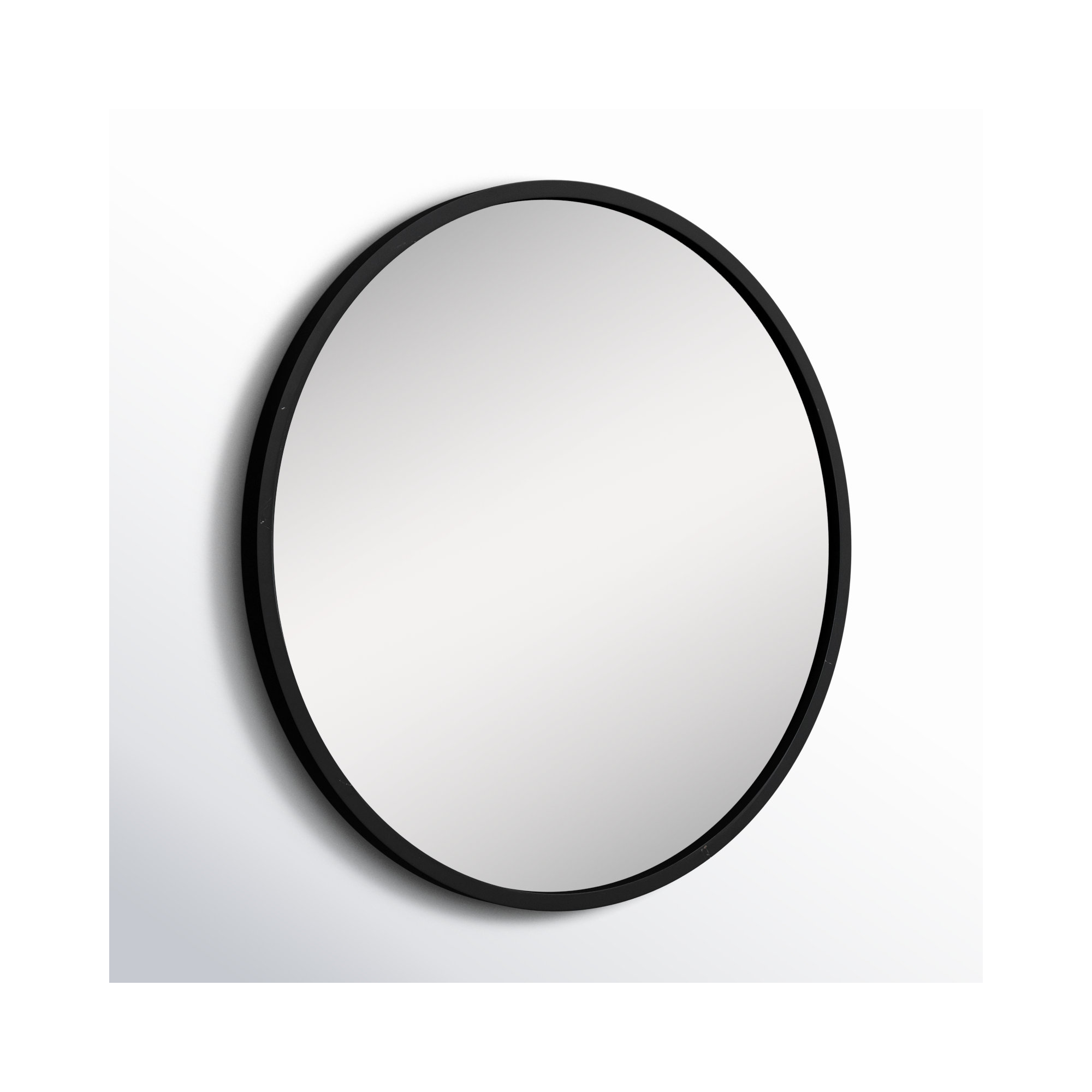Arranjeet Modern Round Wall Mirror, 31.5" x 31.5", Black