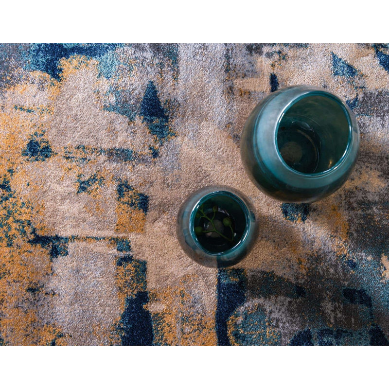Tapis rond rond en carbone Ikat