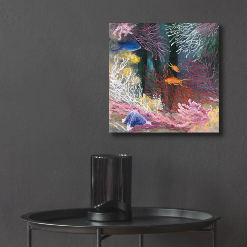 Art mural en verre Coastal Reef 1 'par Julia Purinton, H 12 po x l 12 po x P 0,13 po