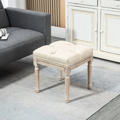 Tabouret beige, avec une structure en bois pour la chambre à coucher, le salon, le vestibule de style rétro beige, des pieds robustes