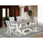 Ensemble de table 6 pièces - 4 chaises Parson en tissu de lin gris avec têtes de clou et table de salle à manger en bois - 1 banc de cuisine - brosse métallique.-741309651-741309648-682382206