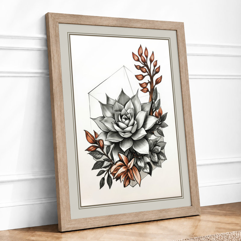 Succulent Study Botanical - Print, A1 - 84.1 x 59.4 cm, Oak
