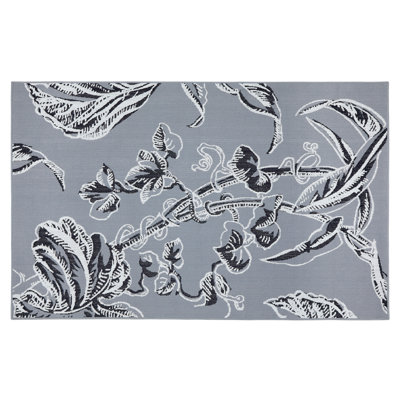 Tapis d'intérieur / extérieur gris Floral