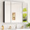 Armoire à pharmacie en aluminium avec miroir, meuble-lavabo encastré ou à fixation en surface, tablettes réglables en verre trempé, grand rangement, noir