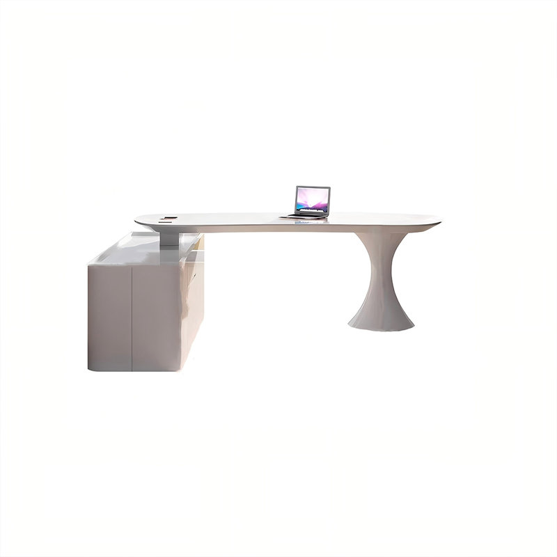 Bureau blanc moderne en bois manufacturé, H 2,5 po x l 62,99 po x P 62,99 po