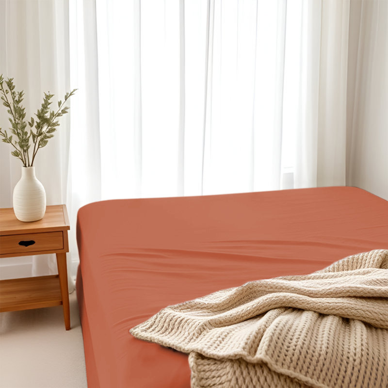 Paul's Microfibre Super Soft Brushed Deep Fitted Bed Sheet, Double (4'6), Orange
