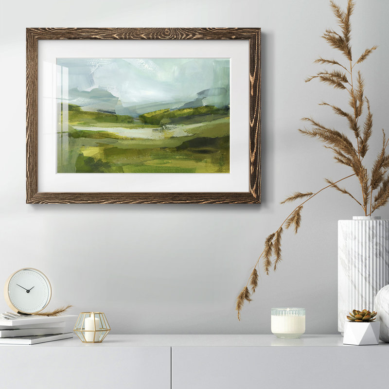 Emerald View III - reproduction encadrée rustique avec tableau mat, Noyer, H 14 po x l 20 po x P 1,5 po