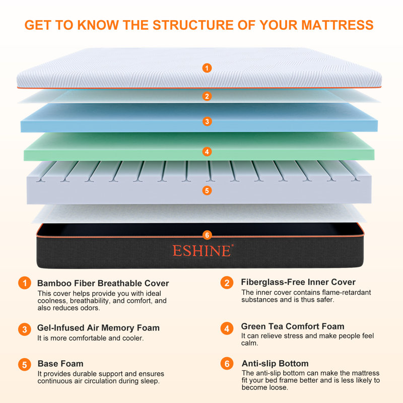 Lit réglable avec matelas de 12 po, télécommande sans fil, contrôle des applications, zéro gravité, Queen